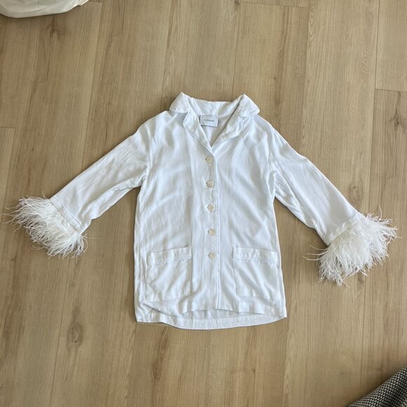 Sleeper - White Bridal Double Feather PJ Set (XS) - Picture 2 of 6